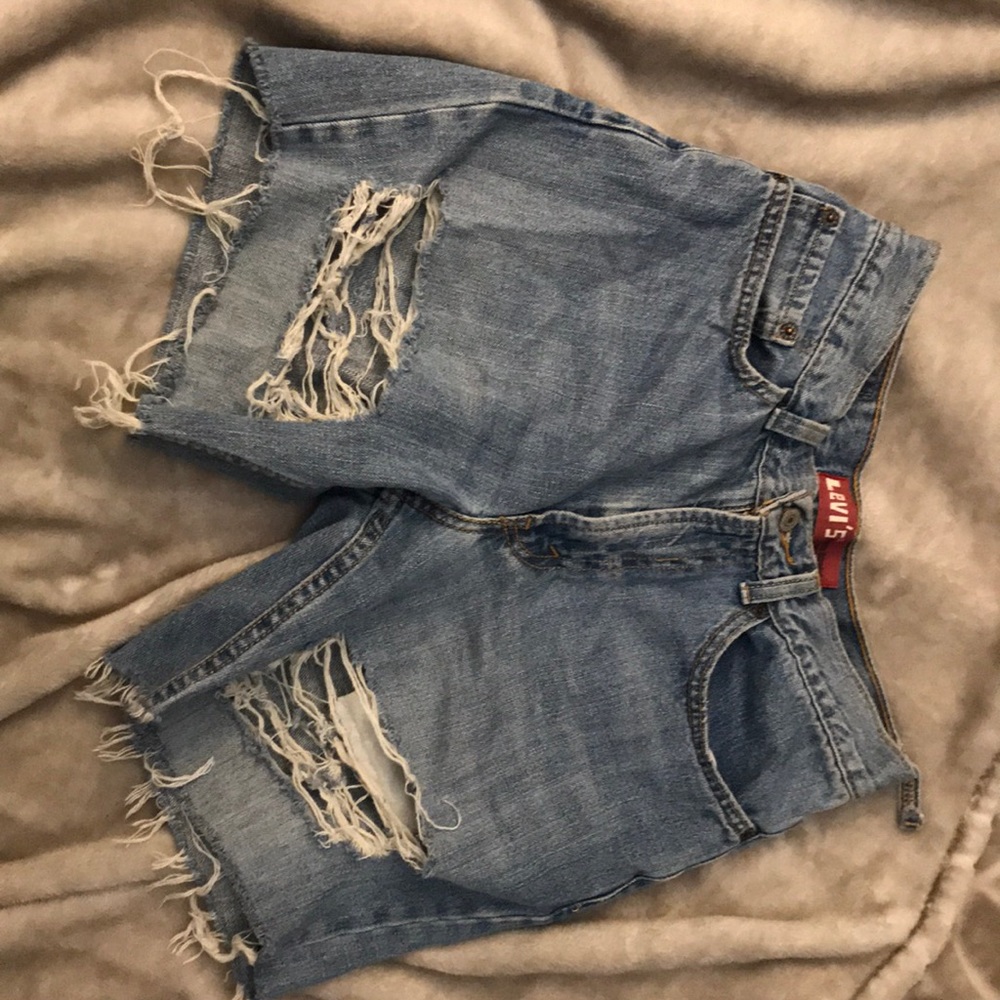 Levi’s destroyed denim Bermuda shorts